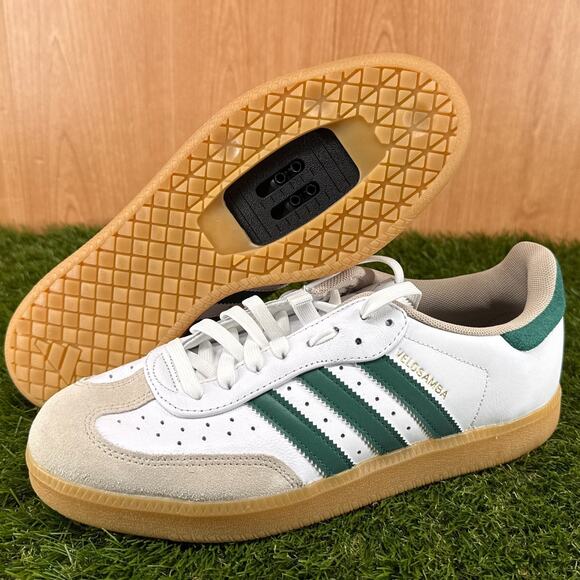 adidas Other - adidas Velosamba Leather Cloud White Green Cycling Shoes JQ2324 Men's Size 9.5